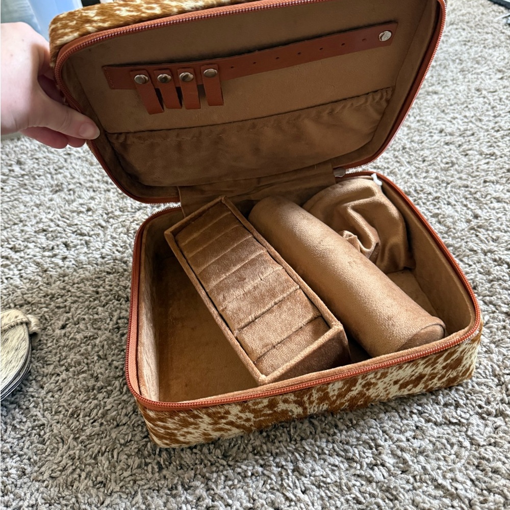 Brown and Tan Cowhide XL Jewelry Organizer